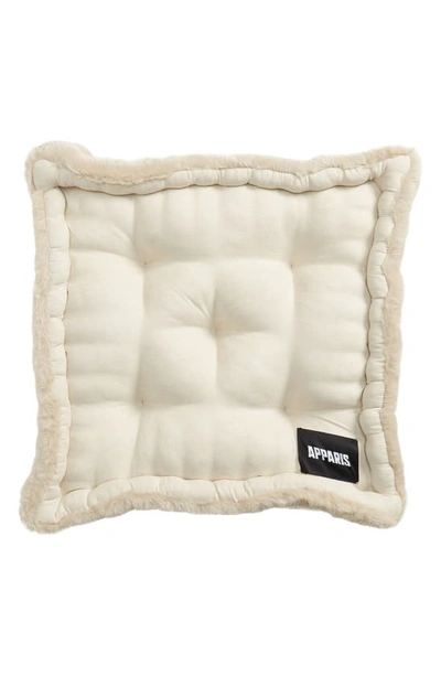 Shop Apparis Claudia Faux Fur Square Floor Pillow In Latte