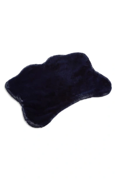 Shop Apparis Kai Faux Fur Rug In Navy Blue