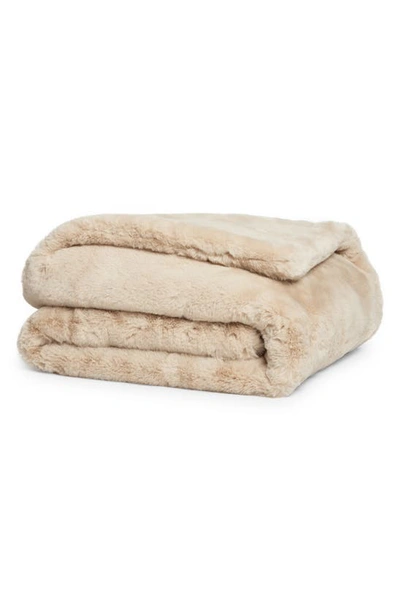 Shop Apparis Shiloh Weighted Faux Fur Throw Blanket In Latte
