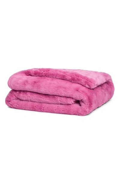 Shop Apparis Shiloh Weighted Faux Fur Throw Blanket In Sugar Pink