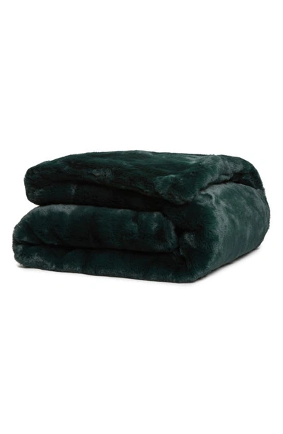 Shop Apparis Shiloh Weighted Faux Fur Throw Blanket In Emerald Green