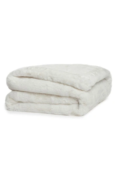 Shop Apparis Shiloh Weighted Faux Fur Throw Blanket In Ivory