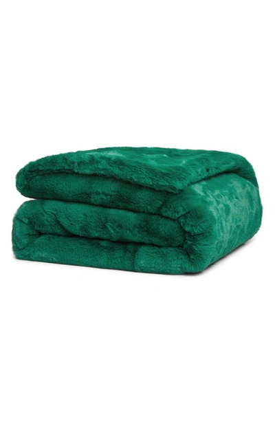 Shop Apparis Shiloh Weighted Faux Fur Throw Blanket In Verdant Green