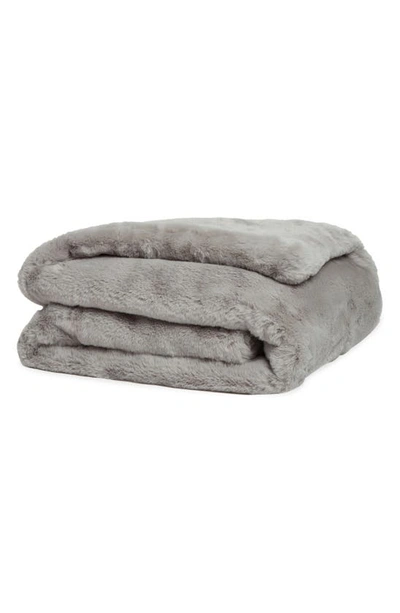 Shop Apparis Shiloh Weighted Faux Fur Throw Blanket In Smoke