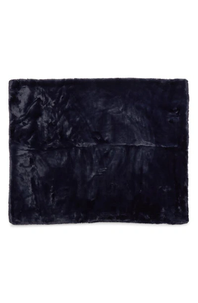 Shop Apparis Shiloh Weighted Faux Fur Throw Blanket In Navy Blue