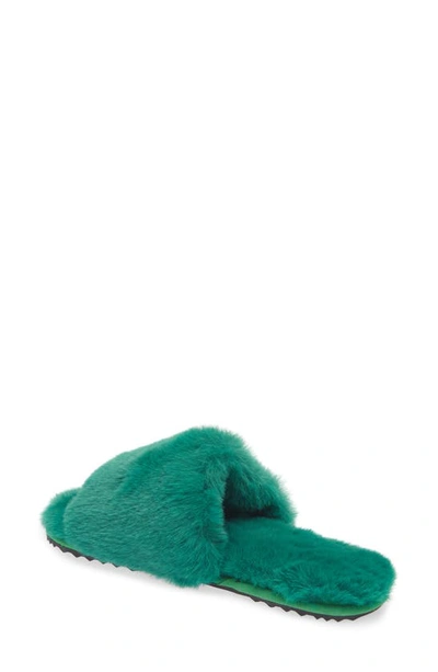Shop Apparis Diana Faux Fur Slide Slipper In Verdant Green