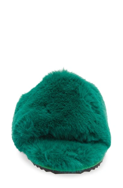 Shop Apparis Diana Faux Fur Slide Slipper In Verdant Green