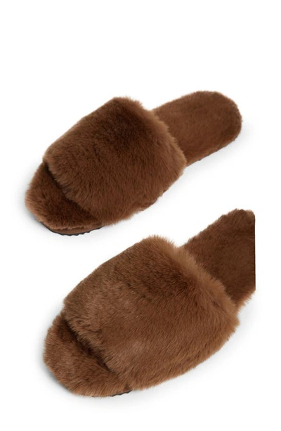 Shop Apparis Diana Faux Fur Slide Slipper In Camel