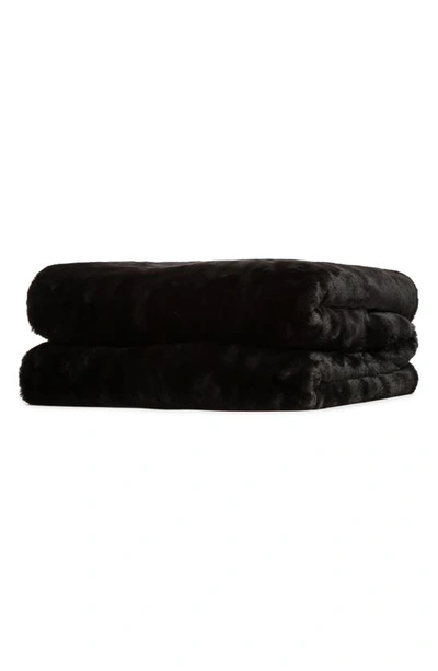 Shop Apparis Jumbo Brady Faux Fur Throw Blanket In Noir