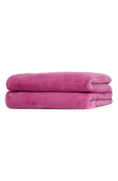 Shop Apparis Jumbo Brady Faux Fur Throw Blanket In Sugar Pink
