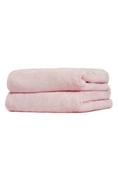 Shop Apparis Jumbo Brady Faux Fur Throw Blanket In Blush