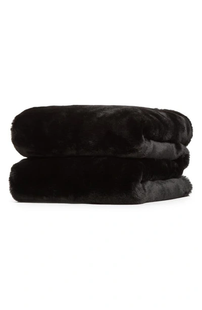 Shop Apparis Little Brady Faux Fur Throw Blanket In Noir
