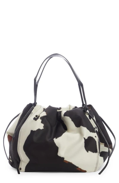 Shop Dries Van Noten Large Cow Print Twill Tote In 005 Ecru