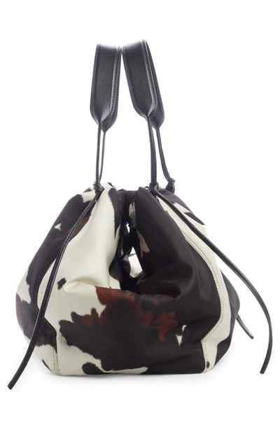 Shop Dries Van Noten Large Cow Print Twill Tote In 005 Ecru