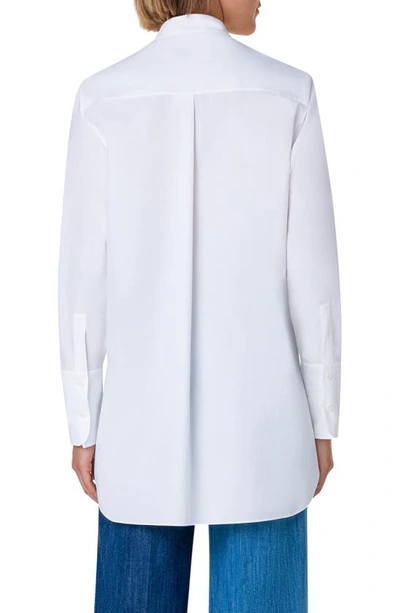 Shop Akris Punto Asymmetric Zip Front Cotton Poplin Shirt In Cream
