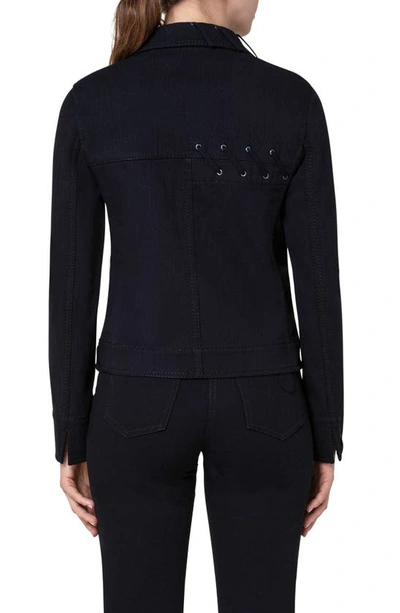 Shop Akris Punto Lace-up Twist Denim Jacket In Black