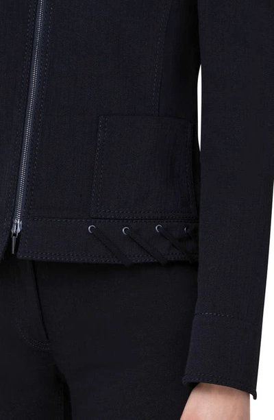 Shop Akris Punto Lace-up Twist Denim Jacket In Black