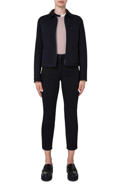 Shop Akris Punto Lace-up Twist Denim Jacket In Black