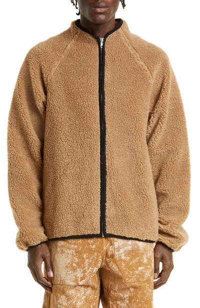 Fleece Zip-up Jacket In Braun