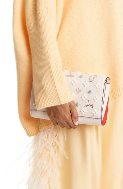 Shop Christian Louboutin Paloma Empire Calfskin Clutch In Leche/ Multi