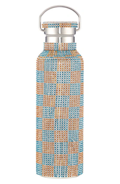 Shop Collina Strada Crystal Embellished Insulated Water Bottle In Blue/ Smoked Topaz
