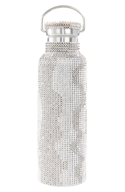 Shop Collina Strada Crystal Embellished Insulated Water Bottle In Black And Silver Squiggle