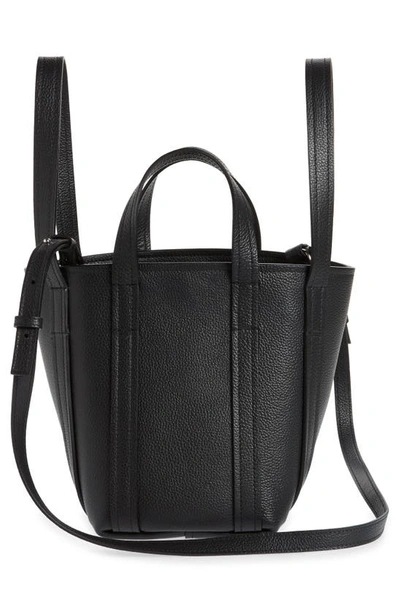 Shop Balenciaga Extra Small Everyday North/south Leather Tote In Black/ White