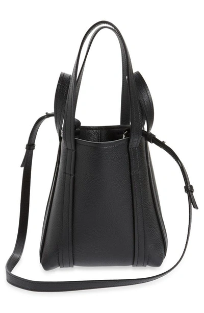Shop Balenciaga Extra Small Everyday North/south Leather Tote In Black/ White