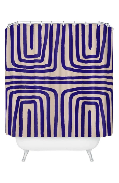 Deny Designs Blue Introspection Shower Curtain In Blue