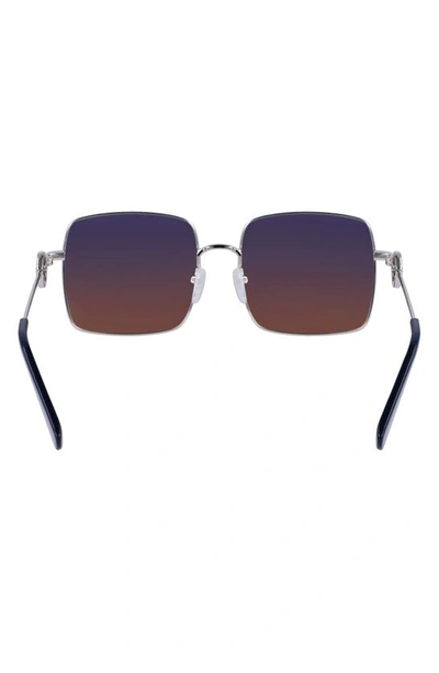 Shop Longchamp Medallion 55mm Gradient Square Sunglasses In Silver/ Gradient Petrol Brown