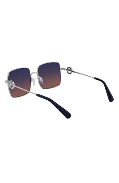 Shop Longchamp Medallion 55mm Gradient Square Sunglasses In Silver/ Gradient Petrol Brown