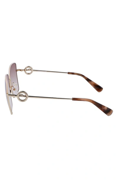 Longchamp Medallion 55mm Gradient Square Sunglasses In Silver/ Gradient Brown