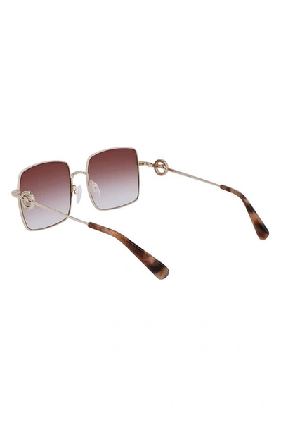 Longchamp Medallion 55mm Gradient Square Sunglasses In Silver/ Gradient Brown