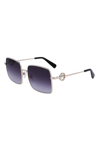 Shop Longchamp Medallion 55mm Gradient Square Sunglasses In Gold/ Gradient Grey