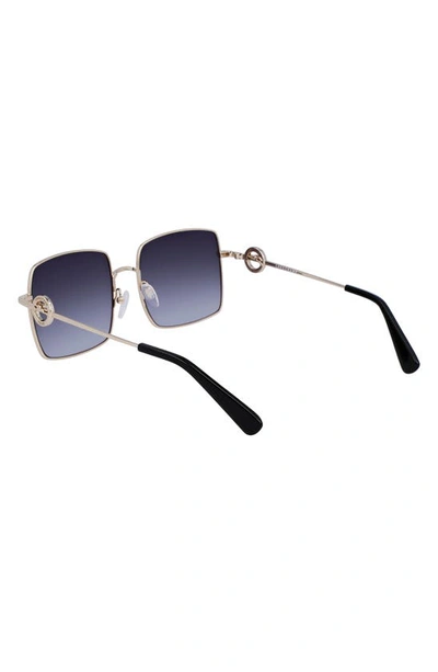 Shop Longchamp Medallion 55mm Gradient Square Sunglasses In Gold/ Gradient Grey