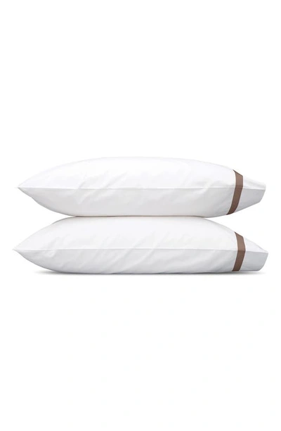 Shop Matouk Lowell 600 Thread Count Set Of 2 Pillowcases In White/ Mocha