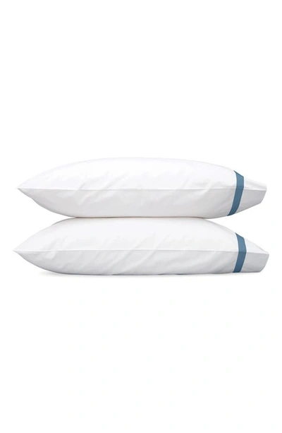 Shop Matouk Lowell 600 Thread Count Set Of 2 Pillowcases In White/ Sea