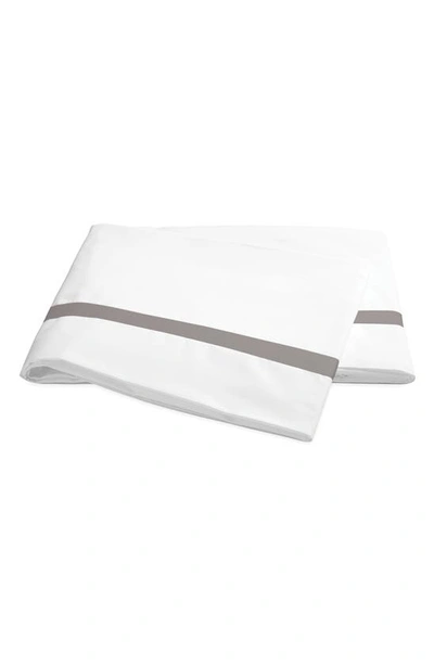 Shop Matouk Lowell 600 Thread Count Flat Sheet In White/ Platinum