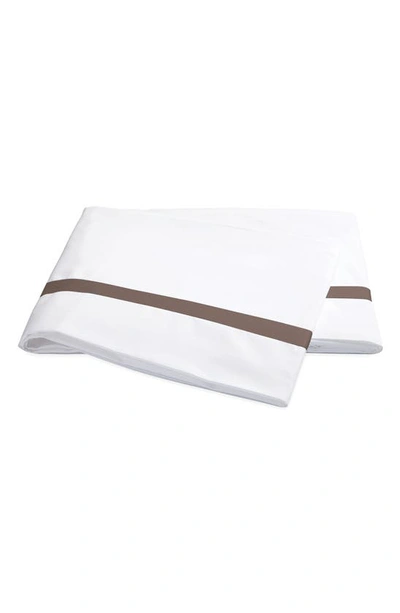 Shop Matouk Lowell 600 Thread Count Flat Sheet In White/ Mocha