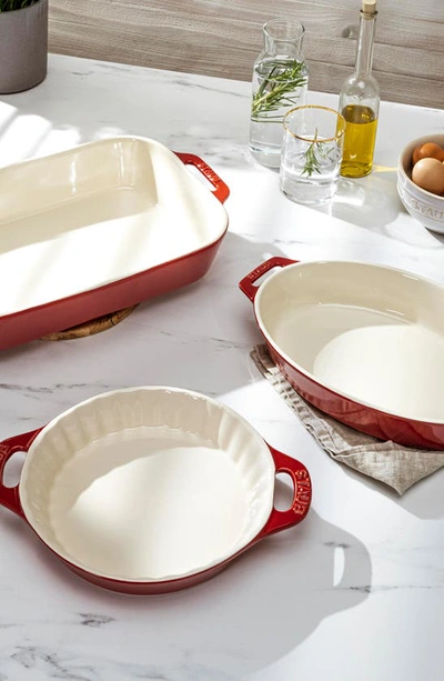 Shop Staub 3-piece Ceramic Mixed Baking Dishes In Cherry