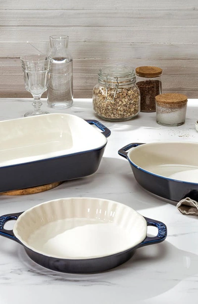 Staub 3-piece Ceramic Mixed Baking Dish Set In Dark Blue