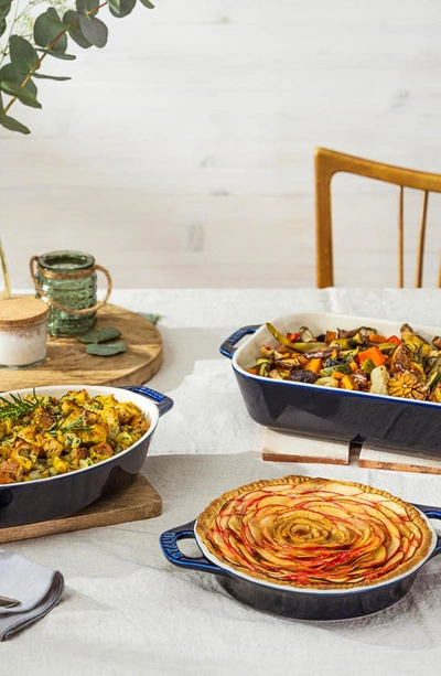 Staub 3-piece Ceramic Mixed Baking Dish Set In Dark Blue