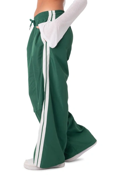 Edikted Fauna Nylon Track Pants In Green