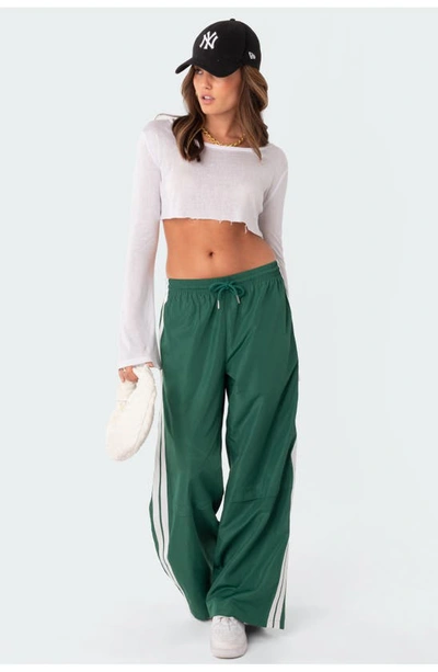 Shop Edikted Fauna Nylon Track Pants In Green