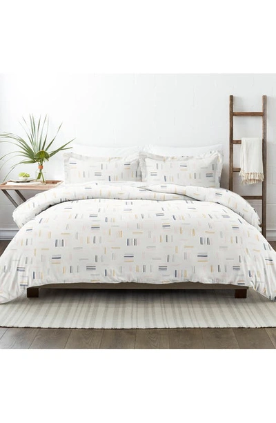 Homespun Premium Ultra Soft Geo Dash 3-piece Duvet Cover Set In Clay