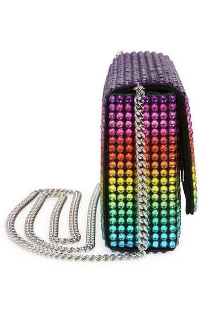 Amina Muaddi Paloma Crystal-embellished Clutch Bag In Black Satin Rainbow Crystal