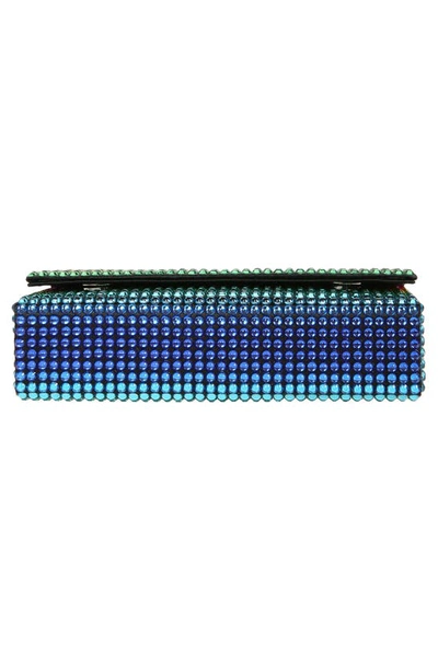 Shop Amina Muaddi Superamini Paloma Rainbow Box Clutch In Black Satin Rainbow Crystal