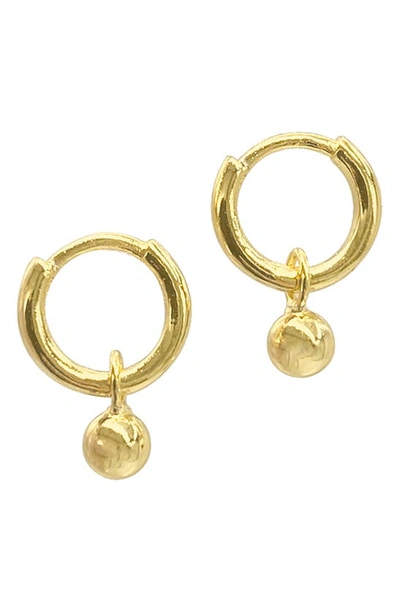 Shop Adornia 14k Gold Plated Ball Drop Huggie Hoop Earrings In Yellow