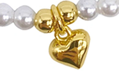 Adornia 14k Plated 2mm Pearl Seed & Heart Bracelet In White