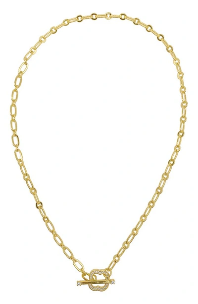 Shop Adornia Crystal Clover Paperclip Chain Necklace In Yellow